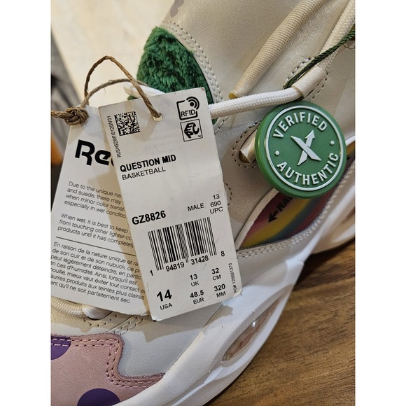 Reebok Question Mid Mens Sz 14 Candyland Iverson Token Verified Tags 2021 NWT - Picture 3 of 16
